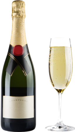 Bouteille de champagne et verre